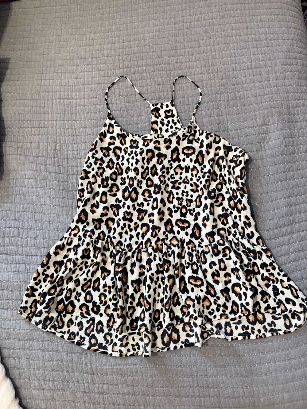 Women’s Peplum Cheetah Tank Top Size L